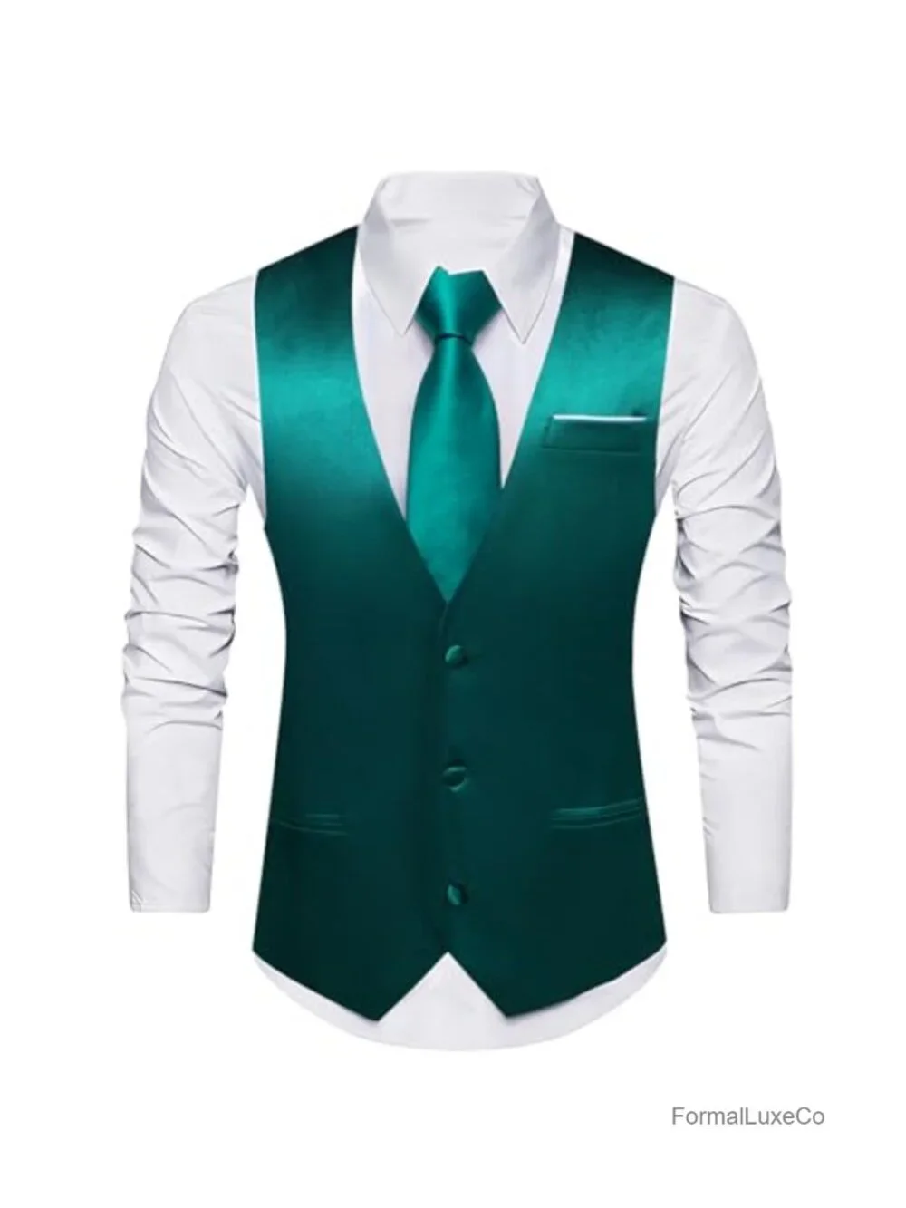 Men's Satin Suit Vest Slim Fit V-Neck 2 Pockets Formal Wedding Party Waistcoat